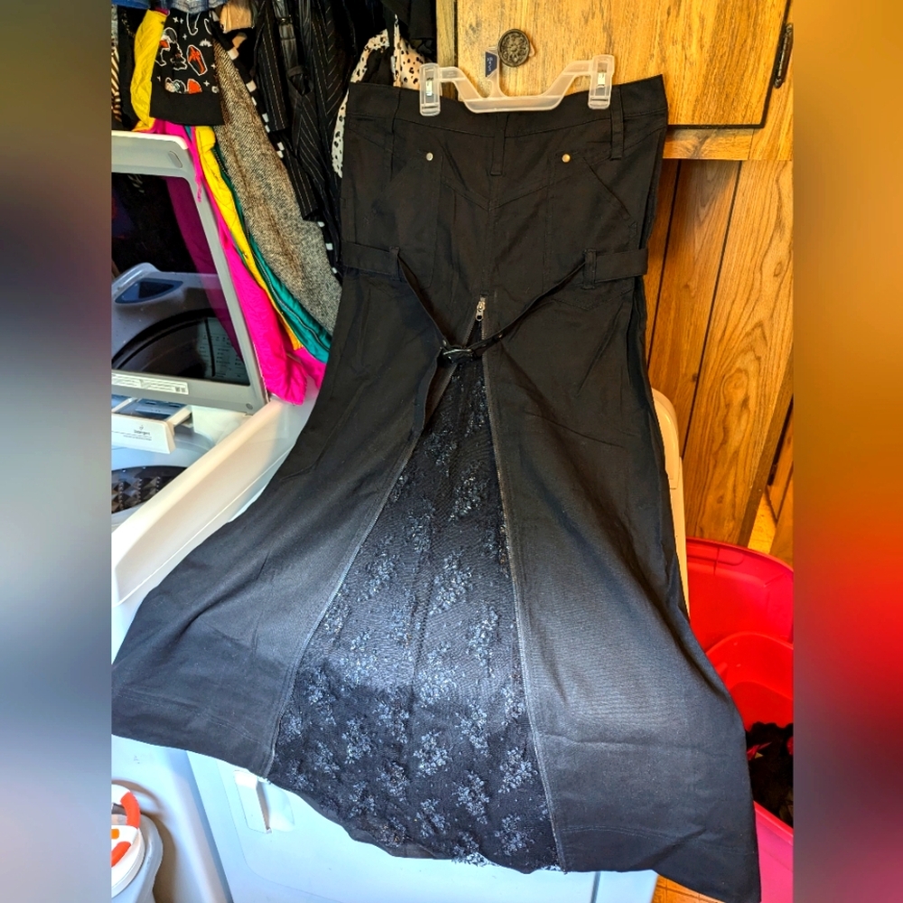 Vintage LIP SERVICE Maxi Skirt Lace Moto Blacklist Goth Romantic Vampire Addams